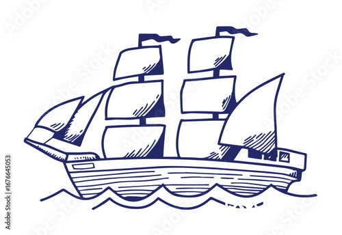 Set of vector drawings related to sailing stock