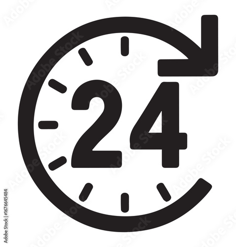vector illustration of 24 hours service clock sign