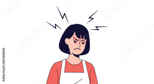 Frustrated person feeling annoyed anger outburst showing displeasure expressing negative emotions with lightning bolts above head
