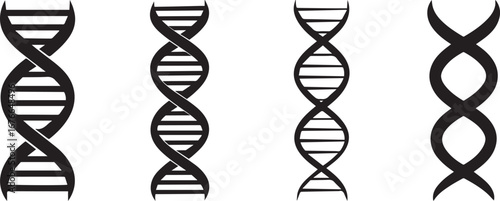 DNA Helix Silhouette Vector, Minimalist Genetic Symbol for Science, Biotech, and Medical Design