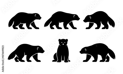 Wolverine silhouettes collection: diverse poses in minimalist black design