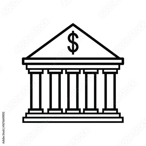 Financial Fortress: A minimalist architectural representation of a financial institution, signifying stability, security, and the core of the financial world. 