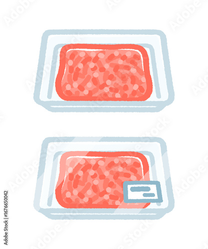 トレーに入った合い挽き肉