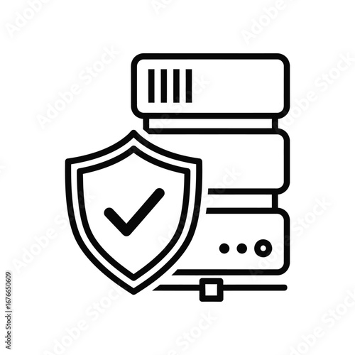 Secure Digital Fortress: A modern, artistic rendering of a server stack, guarded by a stylized shield. This image embodies digital protection, data security, and the strength of modern technology.