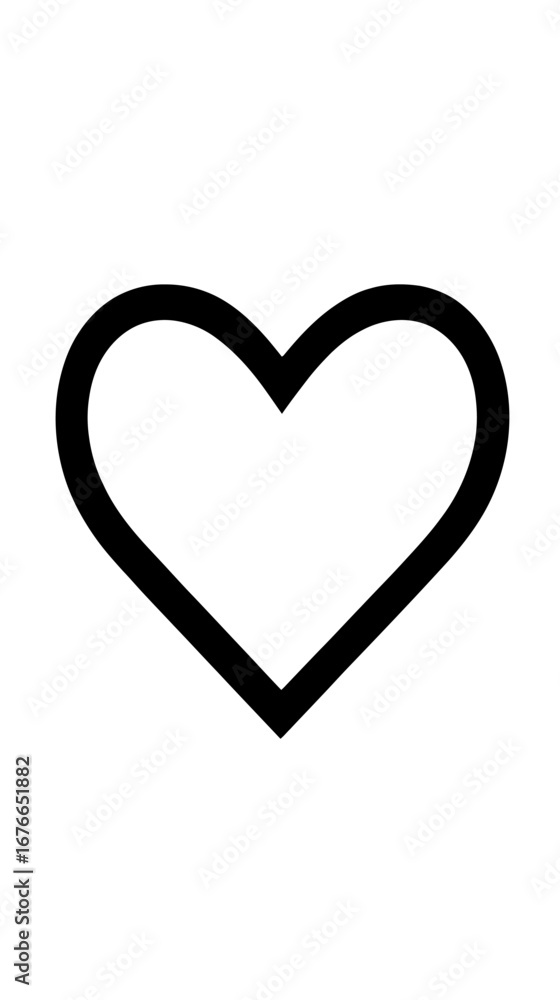 Fototapeta premium Minimalist black heart outline vector on white background simple love symbol icon flat design illustration for romantic and emotional concepts