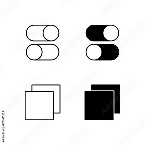 Switch and Tab Icon Collection in Line and Solid Style