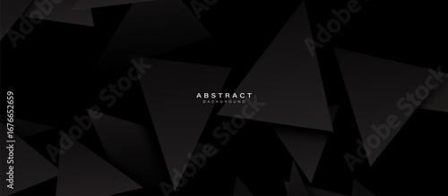 Abstract black 3d pyramids, polygonal chaotic background with futuristic hi technology concept