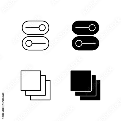 Switch and Tab Icon Collection in Line and Solid Style