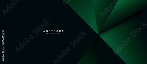 Abstract green modern geometric polygon background with futuristic hi technology concept
