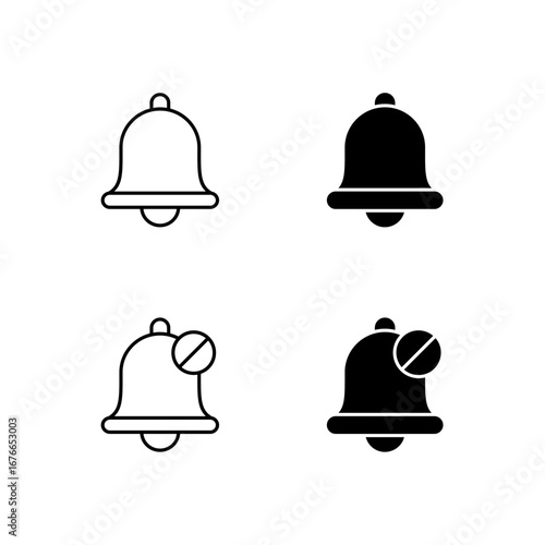 Bell and Bell Off Icon Collection in Line and Solid Style