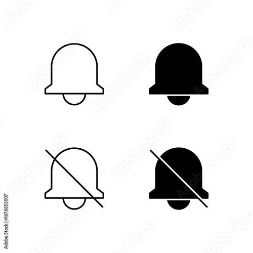 Bell and Bell Off Icon Collection in Line and Solid Style