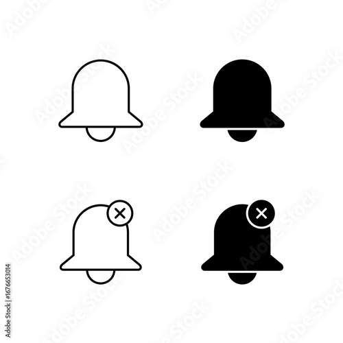 Bell and Bell Off Icon Collection in Line and Solid Style