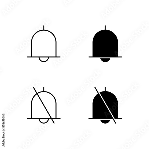 Bell and Bell Off Icon Collection in Line and Solid Style