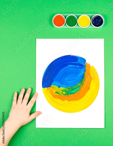 Child's colorful circle painting