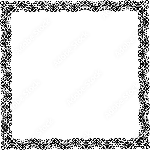 Vintage Ornamental Frame – Elegant Black Vector Border, PNG, 300 DPI 