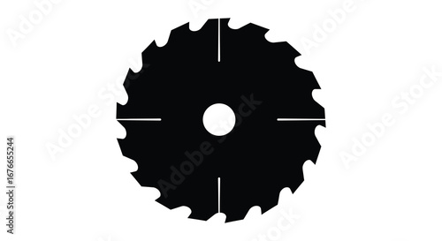 Circular saw blade with jagged teeth and central hole