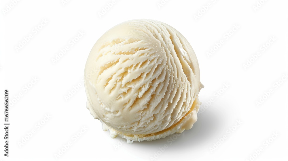 Fototapeta premium Frozen vanilla dessert scoop with creamy texture