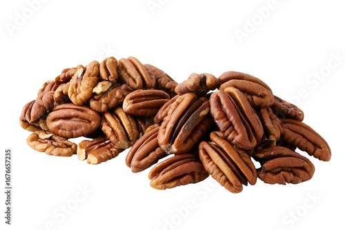 Two Piles of Delicious Pecans on Black Background