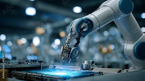 Robotic Arm Precision Work in Factory with Advanced Technology