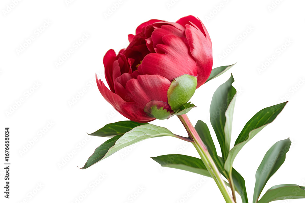 Obraz premium Deep Red Peony Flower Closeup Black Background
