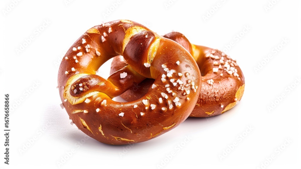 Fototapeta premium Classic twisted pretzel isolated for bakery branding