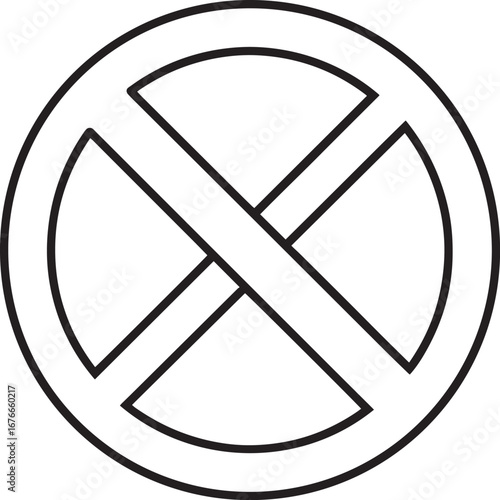 No allowed sign outline vector illustration, line art