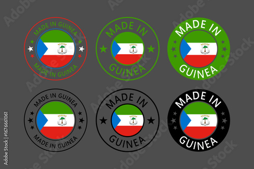 Equatorial Guinea Made in Stamp in circle with flag Vector template on white background