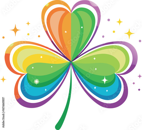 Colorful shamrock for st patricks day celebration and good luck charm
