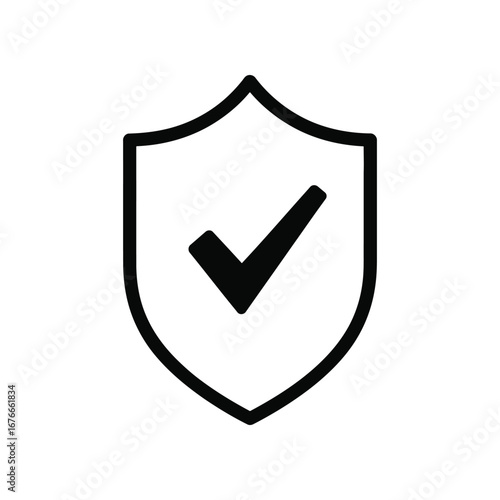 Shield of Approval: A simple, bold illustration featuring a protective shield adorned with a checkmark, symbolizing security and assurance.