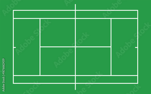 top view Clay tennis court with white boundary lines on orange background, singles and doubles playing areas, singles and doubles playing areas, vector illustration.