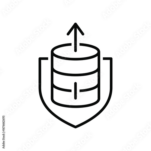 Database Security Icon: A minimalistic, modern illustration of a secure database, depicting data protection and information management in a clean graphic style.