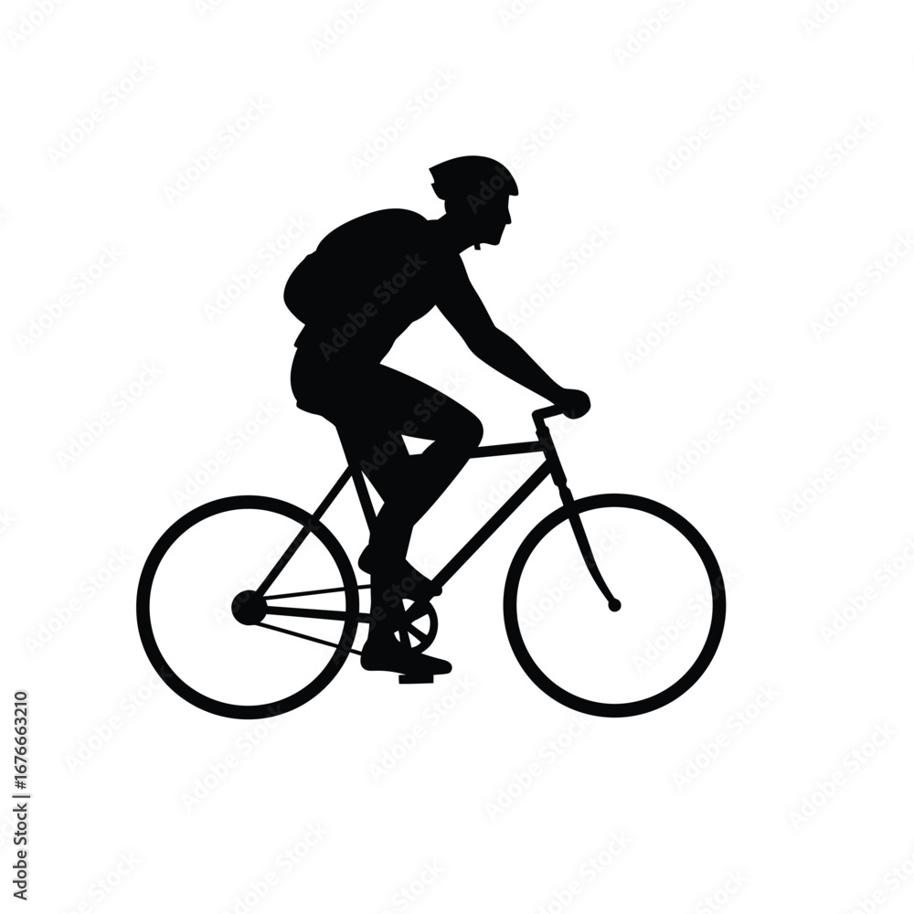 Obraz premium Cyclist Silhouette: Urban Commuter Bike Ride