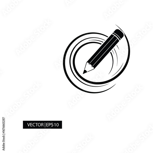 Creative Pencil Mark: A minimalist illustration showcasing a pencil circling an imaginary mark, the image suggesting the genesis of creativity and design. 