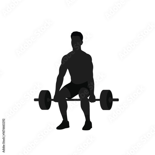 Silhouette Man Weightlifting Barbell Squat Fitness