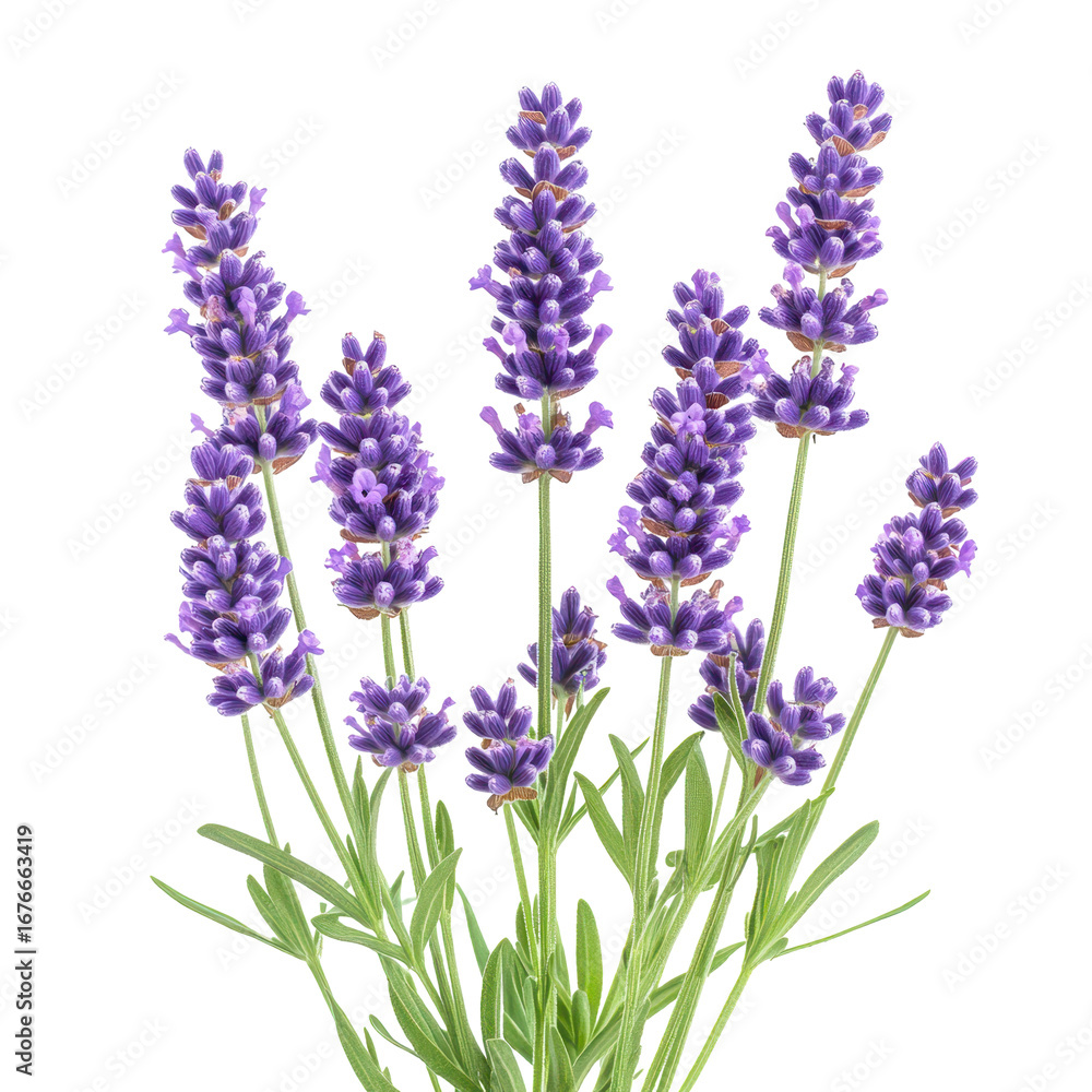 Naklejka premium Beautiful lavender blooms showcase a spectrum of purple and green hues in detail.