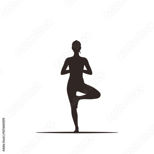 Serene Yoga Silhouette: Tree Pose Meditation