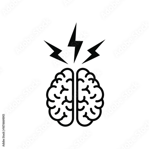 Mental Overload Illustration: A graphic representation captures the essence of cognitive strain, a brain with lightning strikes symbolizing the intensity of thought and stress.