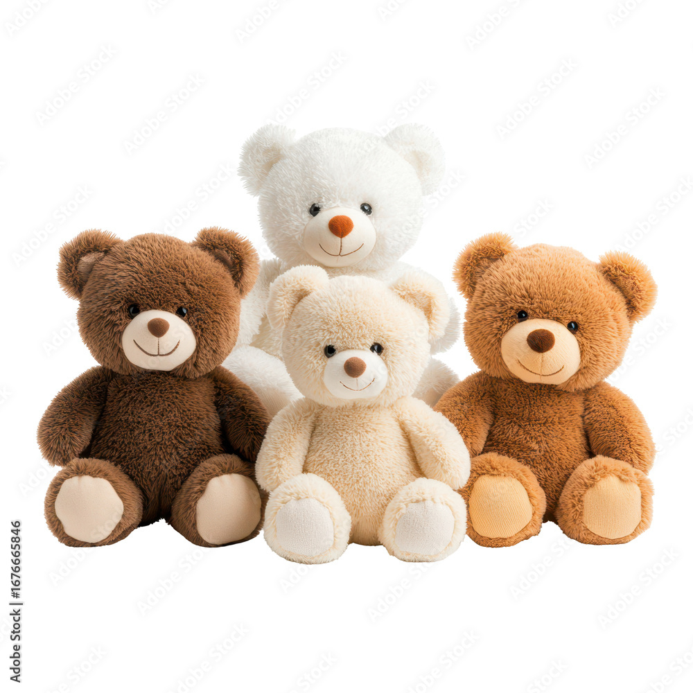 Obraz premium These adorable teddy bears in various colors are the perfect cuddle buddies for kids of all ages.