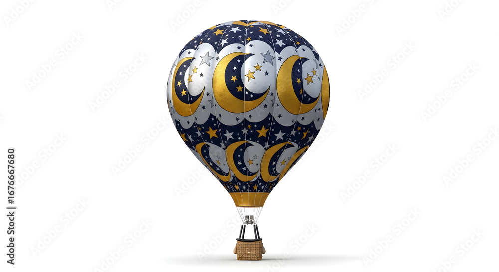 Fototapeta premium See the world from above with a vibrant hot air balloon against a bright white sky ready for your creative project on isolated white background
