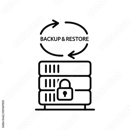 Secure Data Restoration: A stylized graphic depicts the vital process of data backup and restore, symbolizing digital security and information protection with an elegant illustration.