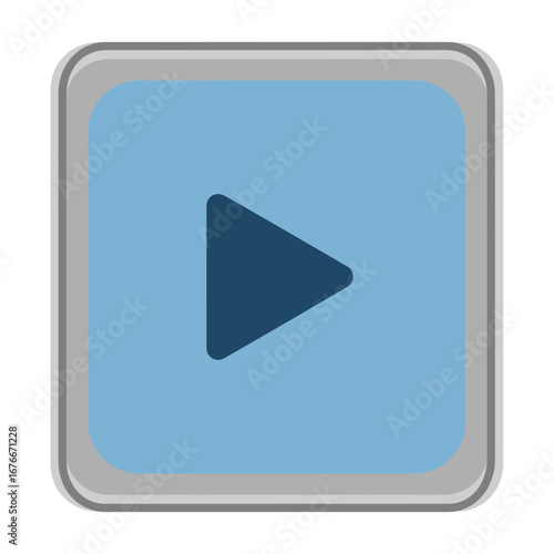 Blue play button icon on a light blue square background.