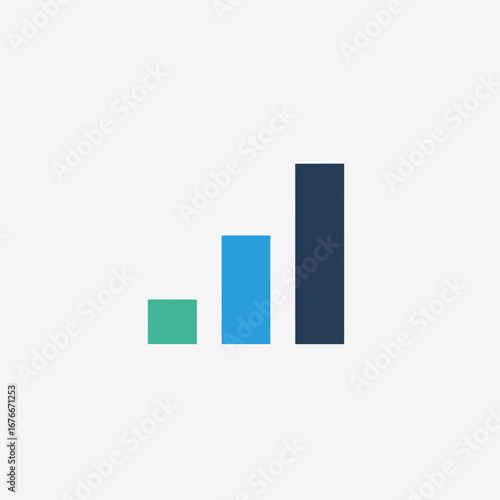 Simple bar graph with increasing height and color change.