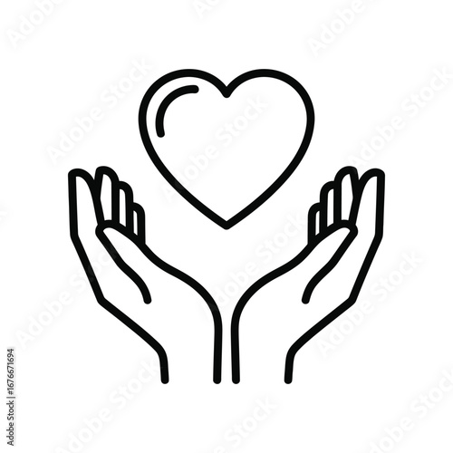 Heart in Safe Hands: A heartfelt illustration, tenderly showing two open hands cradling a radiant heart, symbolizing care and love.