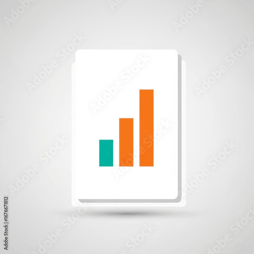 A document displays a simple bar graph with increasing orange bars.