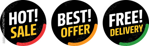 Hot sale best offer free delivery circle vector promotion