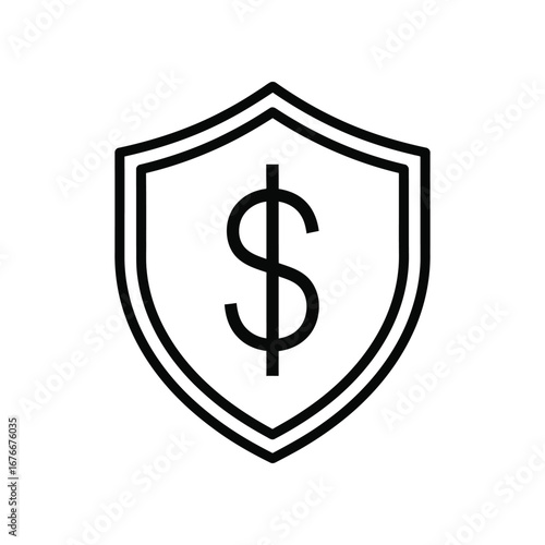 Financial Shield: A bold black and white image, where a dollar symbol is encased within a protective shield, embodies the idea of safeguarding money.