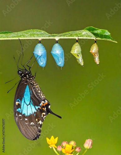 Butterfly chrysalis stages