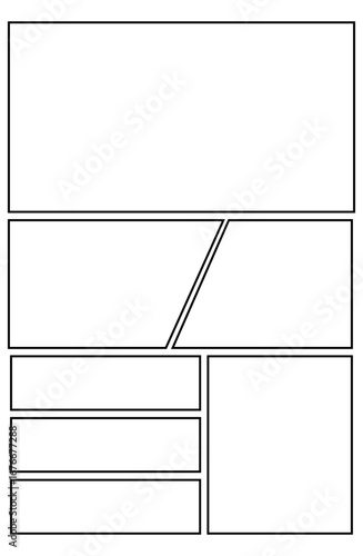 漫画風フレーム　コマ割りシンプルテンプレート