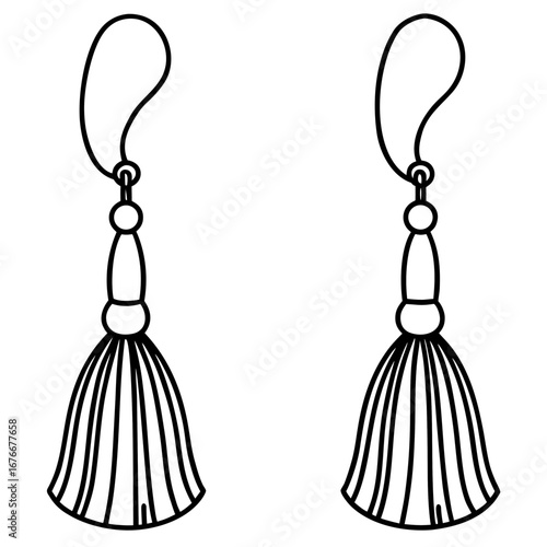 Tassel Earrings line art vector