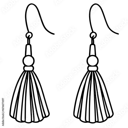 Tassel Earrings line art vector